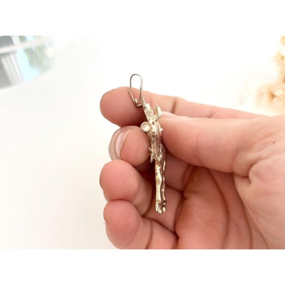 Sterling Silver Hand Wrought Cutout Giraffe Figural Jumbo Vintage Pendant - Picture 4 of 10